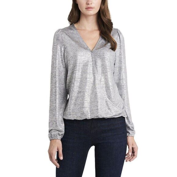 Vince Camuto Blouse Top Small Gold Sparkle Silver - Picture 6 of 7